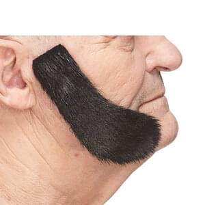 L SHAPED SIDEBURNS FAKE MUTTON CHOPS REALISTIC BLACK