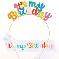 It's My Birthday Colorful Headband w/ Sash