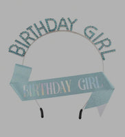 Birthday Girl Rhinestone Headband w/ Matching Sash