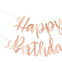 Rose Gold Script Happy Birthday" Banner  7 ft.