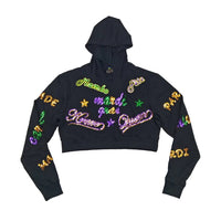 Adult Mardi Gras Explosion Crop Hoodie