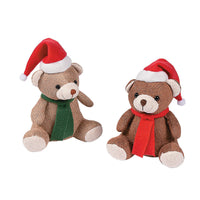 Christmas Scarf & Santa Hat Brown Stuff Bear (Assorted)