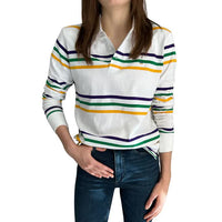 Mardi Gras White Infinity Adult Long Sleeve Shirt