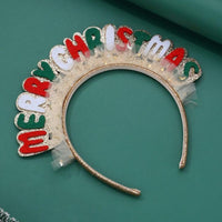 Gold Merry Christmas Headband w/Trim