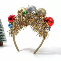 Small and Large Ornament Gold Christmas Headband