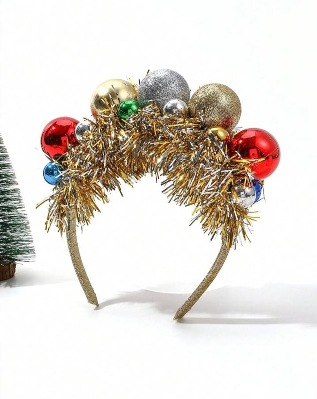 Small and Large Ornament Gold Christmas Headband