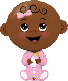 38" Girl Brown Skin Tone Foil Balloon