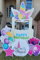 Unicorn Happy Birthday - WEEKEND Yard Card Rental