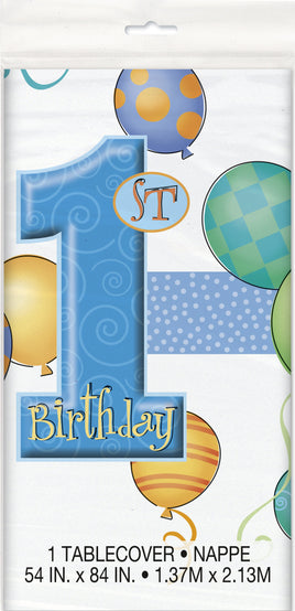 First Birthday Blue Tablecover 1 ct.