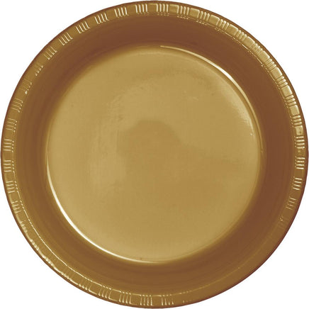 7 in. Glittering Gold Plastic Dessert Plates 20 ct