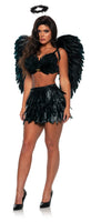 Feather Mini Skirt Set-Black