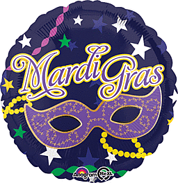 17" Mardi Gras Mask Foil Balloon