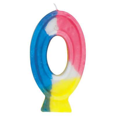 Number 0 Rainbow Birthday Candle