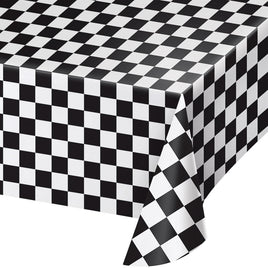 Black and White Checked Paper Tablecover 54 in. X 108 in. 1 ct. 