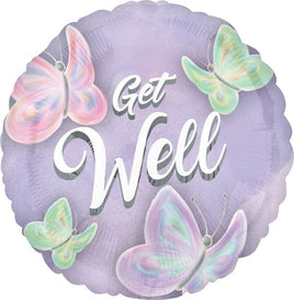 18" Pastel Butterfly Get Well Foil Balloon