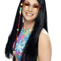 Hippy Party Wig-Black