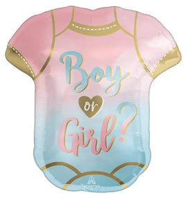 24" THE BIG REVEAL ONESIE SHAPED FOIL BALLOON