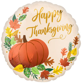 18" Satin Happy Thanksgiving Fall Pumpkin