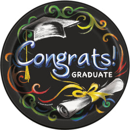 Chalkboard Graduation Round 7" Dessert Plates  8ct