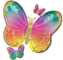 29" COLORFUL BUTTERFLIES FOIL JUMBO SHAPED BALLOON