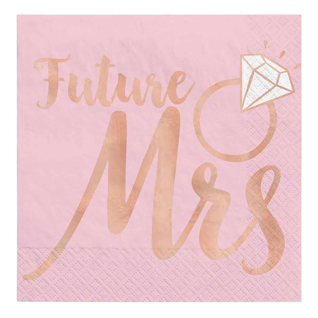 Blush Wedding Beverage Napkins Future Mrs. - Hot Stamped