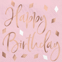 Blush Birthday Hot Stamped Beverage Napkin