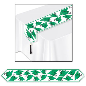 Printed Grad Cap Table Runner- Green