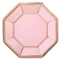 Blush Wedding Metallic Octagonal Plates, 10"