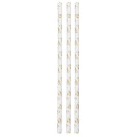 Gold Diamond Print Paper Straws 10ct