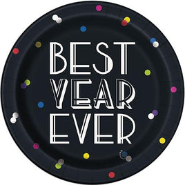 Neon Dots New Years Round 7" Dessert Plates  8ct