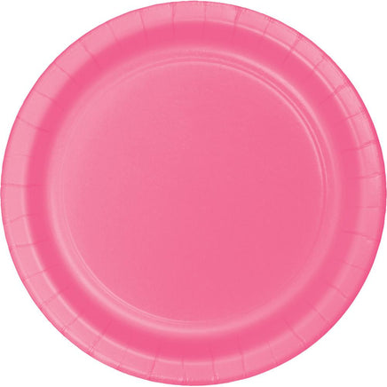 7 in. Candy Pink Paper Dessert Plates  24 ct 