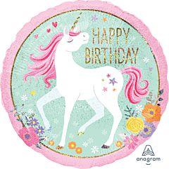 18" MAGICAL UNICORN HAPPY BIRTHDAY HOLOGRAPHIC