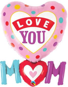 33" LOVE YOU MOM DOTS FOIL BALLOON