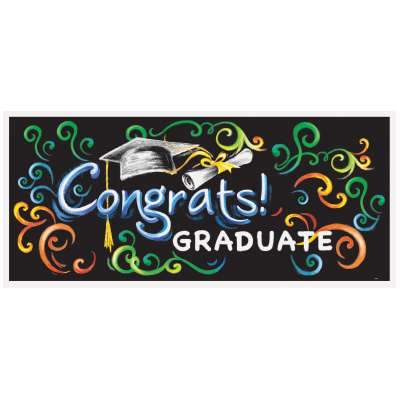 Chalkboard Graduation Wall Banner  60" x 27"