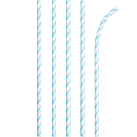 PAPER STRAWS BLUE AND WHITE 24 CT