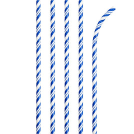 PAPER STRAWS COBALT AND WHITE 24 CT