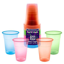 16 oz. Soft Plastic Cups  - Assorted Neons 20 Ct.