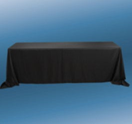 90"x132"  Black Rectangle Poly Tablecloth Full Drop