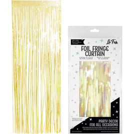 YELLOW IRIDESCENT FOIL FRINGE CURTAIN 36" X 96"