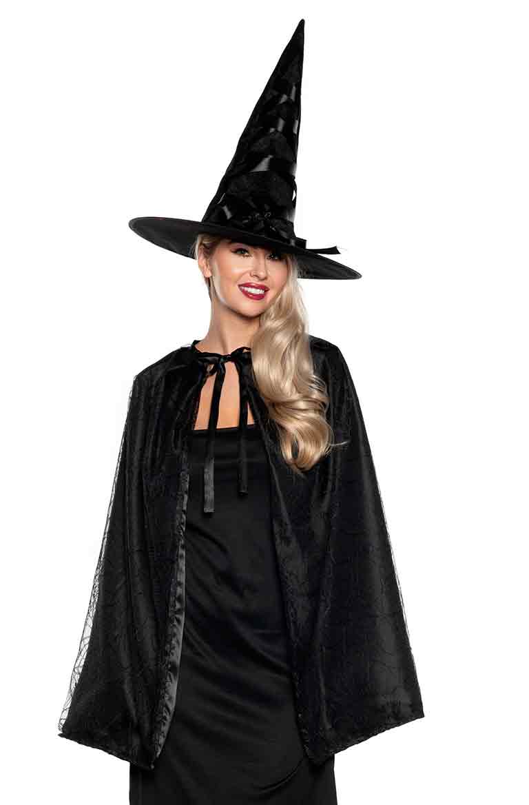 Witch Cape & Hat Set Black