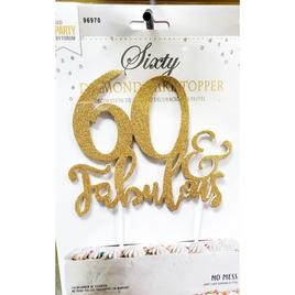 60 AND FABULOUS CAKE TOPPER GOLD