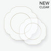 Scalloped Clear • Gold Plastic Plates | 10 Pack