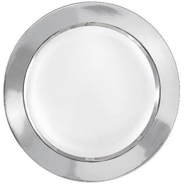 9" WHITE PLATE W/ SOLID SILVER HOT STAMP- 8 CT