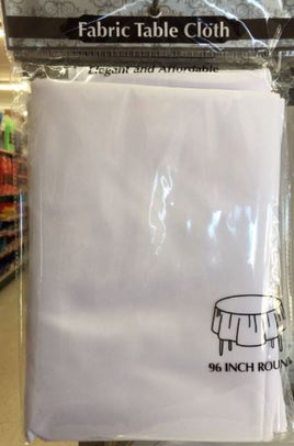 96" ROUND FABRIC TABLECLOTH-White 1 PC.